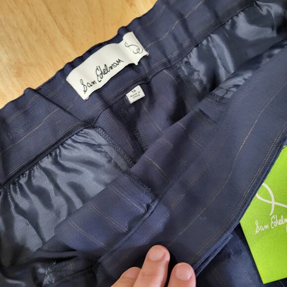 Sam Edelman Laila Pants Pinstripe Elastic Waist Pockets Viscos Nylon Size 16 - Picture 7 of 16